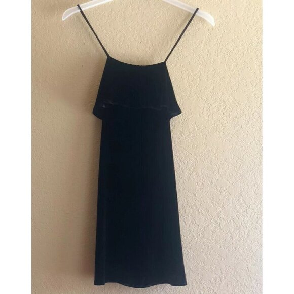 Madewell Women's Ruffle Velvet Mini Dress Size XS Black $145 - Picture 7 of 12
